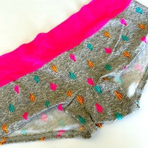 Pink Victoria’s Secret boy short panty neon pink and gray